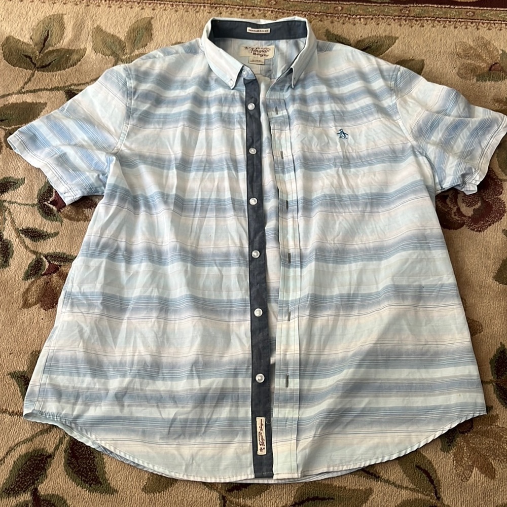 Penguin Original short sleeved button down blue